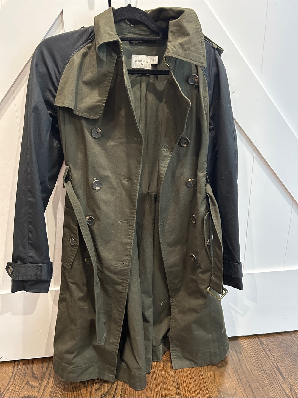 Altuzarra For Target Olive Green Trench Coat with Black Sleeves
